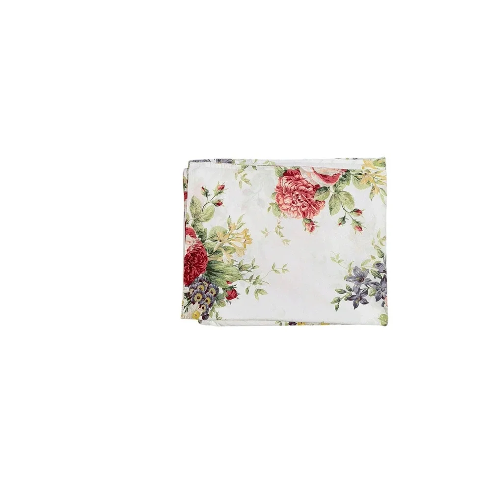 Vintage Cannon Floral Flat Sheet Full Size No Iron Cotton Blend Percale Stunning